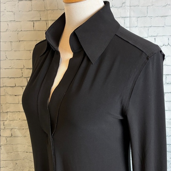 Norma Kamali Jersey Shift Dress Sz S Stretch Long Sleeve Pockets Minimalist - Picture 7 of 16